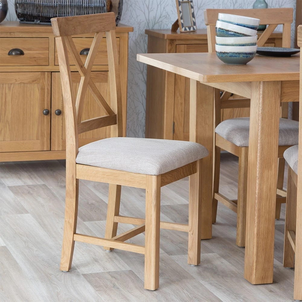 Rutland Oak Fabric Seat Dining Chair 1 Rutland Oak Fabric Seat Dining Chair
