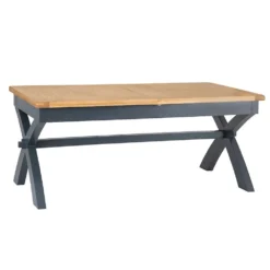 Hampshire Blue Painted Oak 1.8m Cross Leg Extending Dining Table -Furniture Specialty Store img 9129