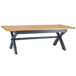 Hampshire Blue Painted Oak 1.8m Cross Leg Extending Dining Table -Furniture Specialty Store img 9130