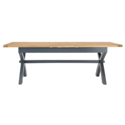 Hampshire Blue Painted Oak 1.8m Cross Leg Extending Dining Table -Furniture Specialty Store img 9137