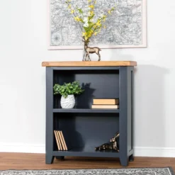 Hampshire Blue Painted Oak Low Bookcase