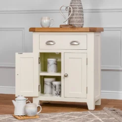 Hampshire Ivory Painted Oak 2 Door Mini Sideboard