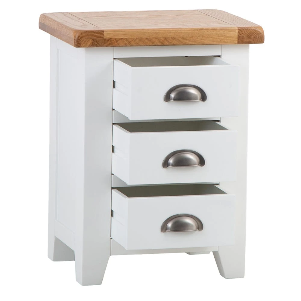 Hampshire White Painted Oak Large 3 Drawer Bedside Table 3 Hampshire White Painted Oak Large 3 Drawer Bedside Table - Image 3