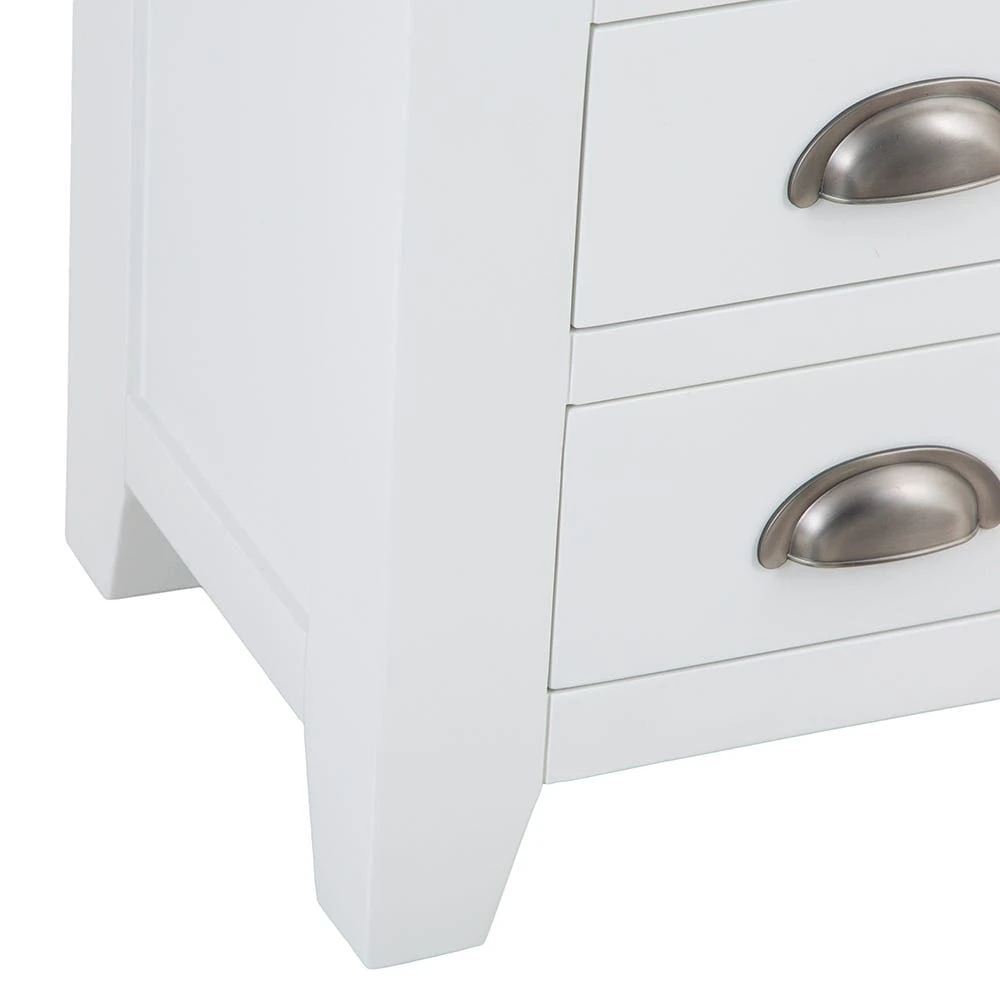 Hampshire White Painted Oak Large 3 Drawer Bedside Table 6 Hampshire White Painted Oak Large 3 Drawer Bedside Table - Image 6