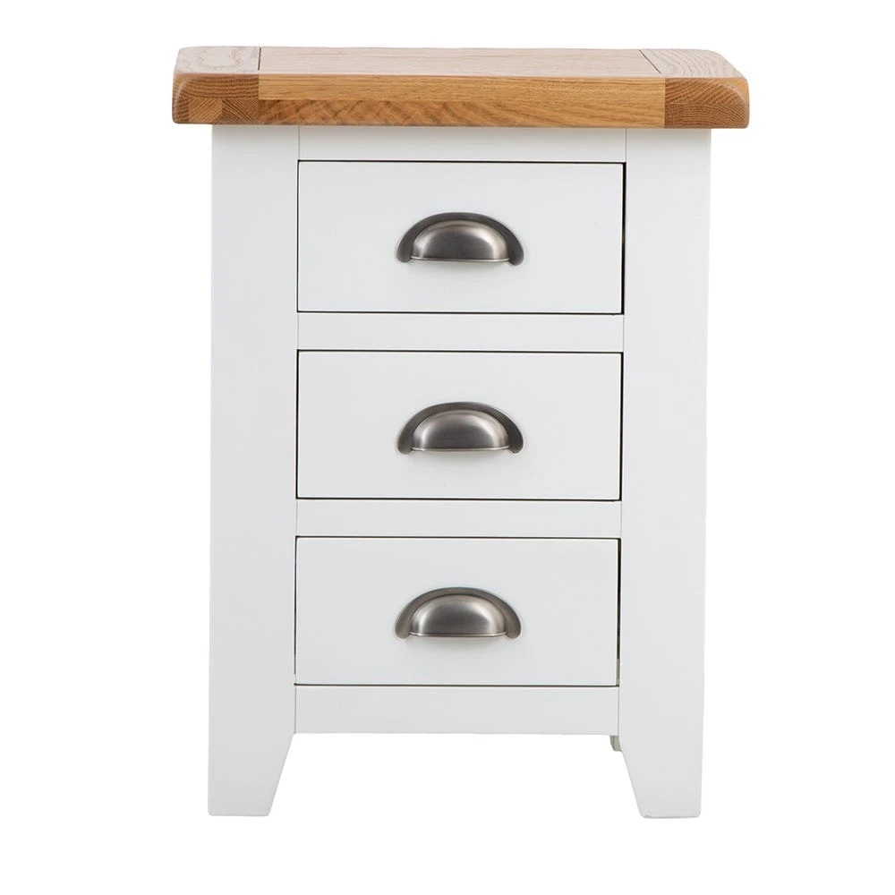 Hampshire White Painted Oak Large 3 Drawer Bedside Table 8 Hampshire White Painted Oak Large 3 Drawer Bedside Table - Image 8