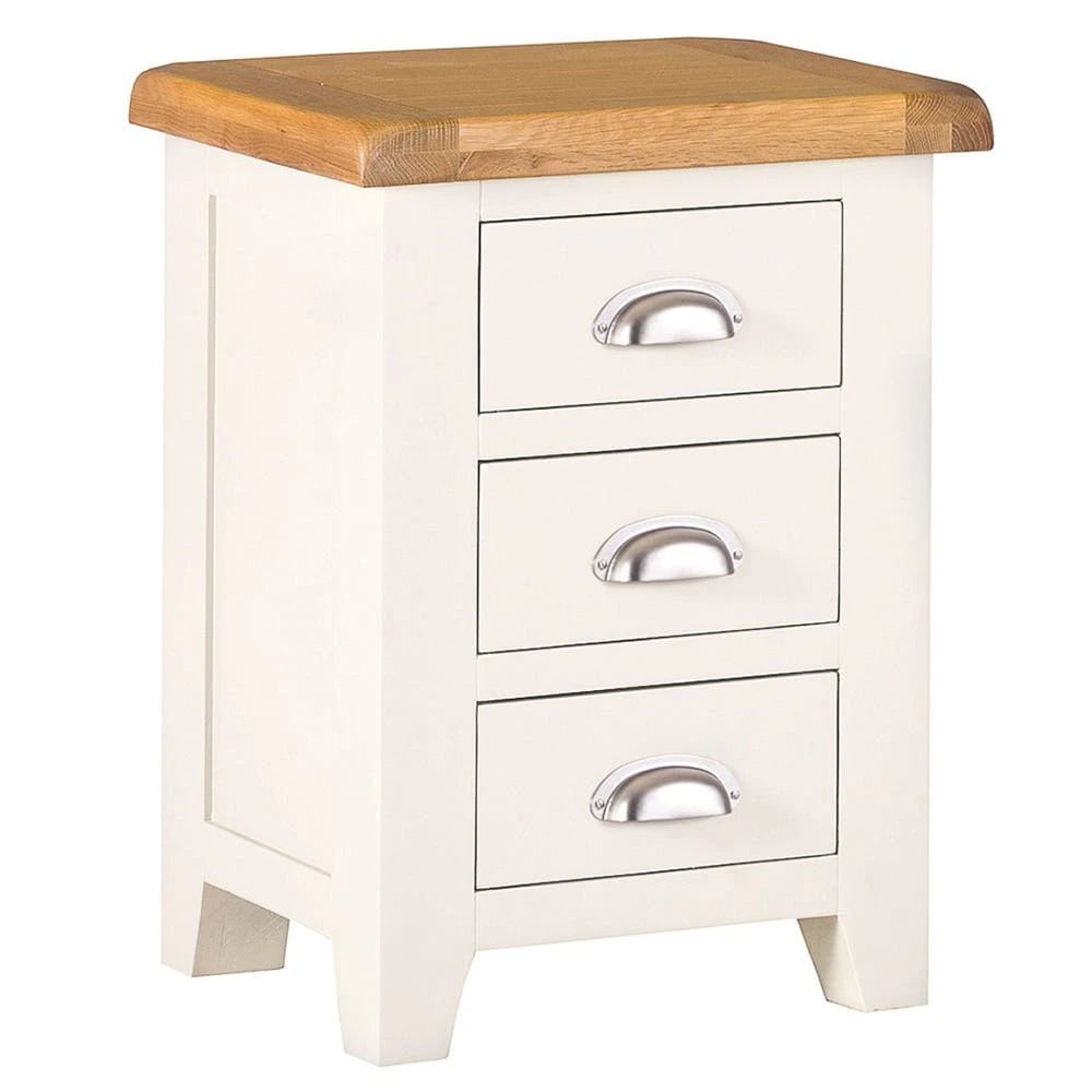 Hampshire Ivory Painted Oak Large 3 Drawer Bedside Table 2 Hampshire Ivory Painted Oak Large 3 Drawer Bedside Table - Image 2