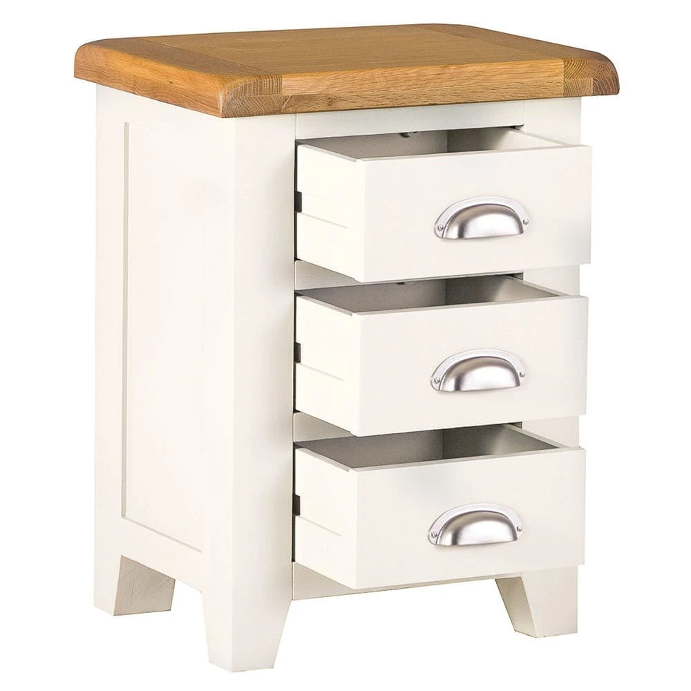 Hampshire Ivory Painted Oak Large 3 Drawer Bedside Table 3 Hampshire Ivory Painted Oak Large 3 Drawer Bedside Table - Image 3