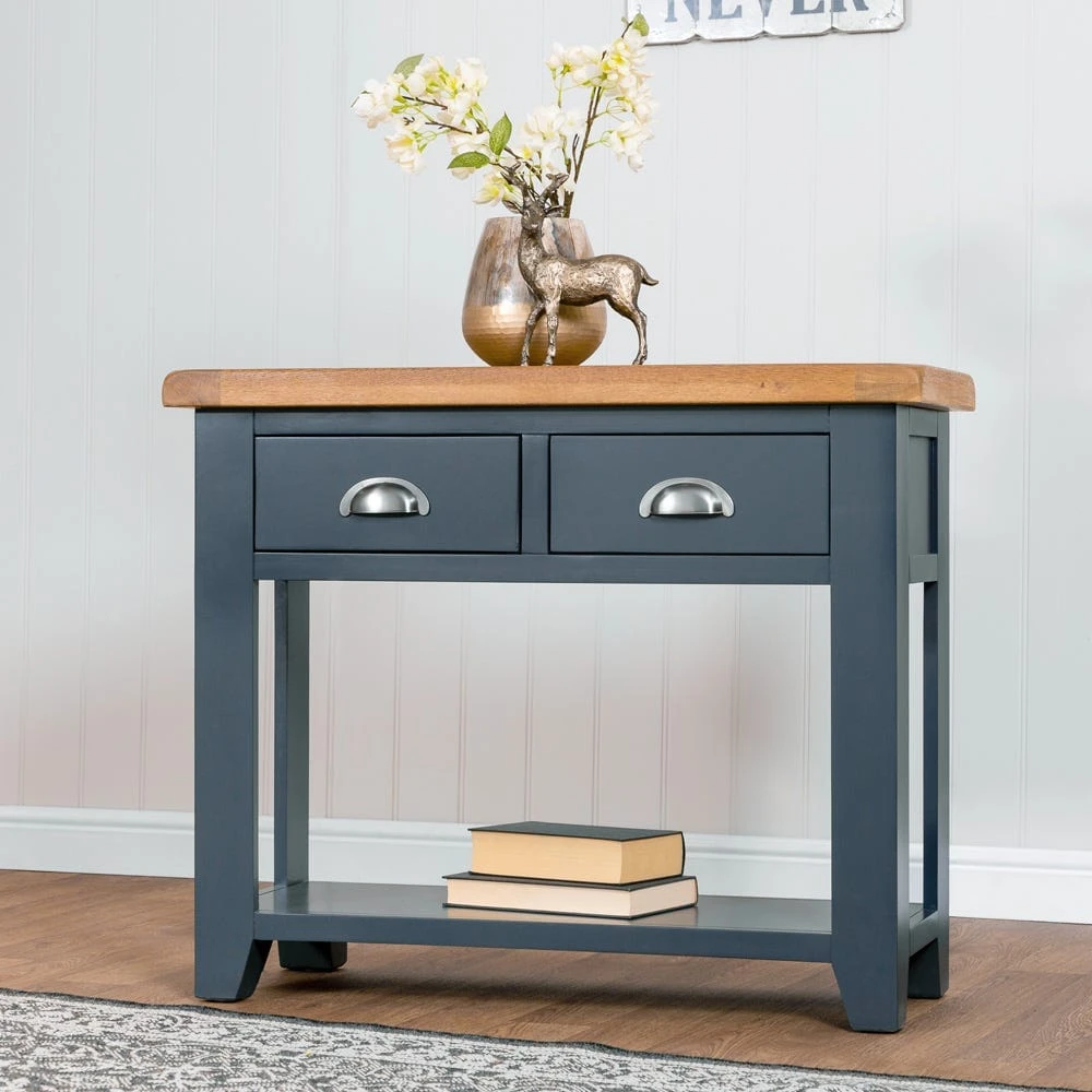 Hampshire Blue Painted Oak Console Table 1 Hampshire Blue Painted Oak Console Table