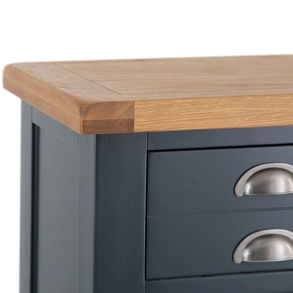 Hampshire Blue Painted Oak 5 Drawer Tallboy 4 Hampshire Blue Painted Oak 5 Drawer Tallboy - Image 4