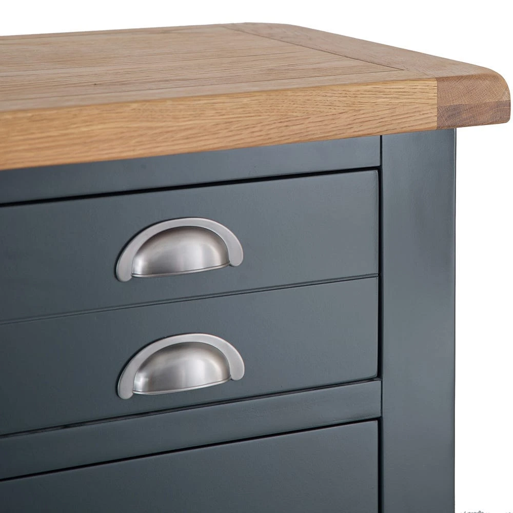 Hampshire Blue Painted Oak 5 Drawer Tallboy 8 Hampshire Blue Painted Oak 5 Drawer Tallboy - Image 8