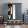Hampshire Blue Painted Oak 3 Door Wardrobe With Mirror