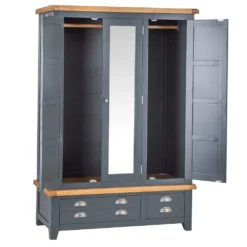 Hampshire Blue Painted Oak 3 Door Wardrobe With Mirror -Furniture Specialty Store kel p25 73 3