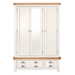 Hampshire Ivory Painted Oak 3 Door Wardrobe With Mirror -Furniture Specialty Store kel p25 10