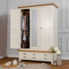 Hampshire Ivory Painted Oak 3 Door Wardrobe With Mirror