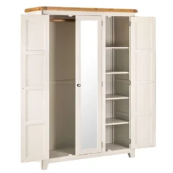 Hampshire Ivory Painted Oak Triple Wardrobe With Mirror -Furniture Specialty Store kel p26 2