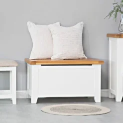 Hampshire White Painted Oak Blanket Storage Box