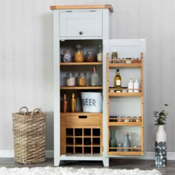 Hampshire Grey Painted Oak Slim Larder Cupboard