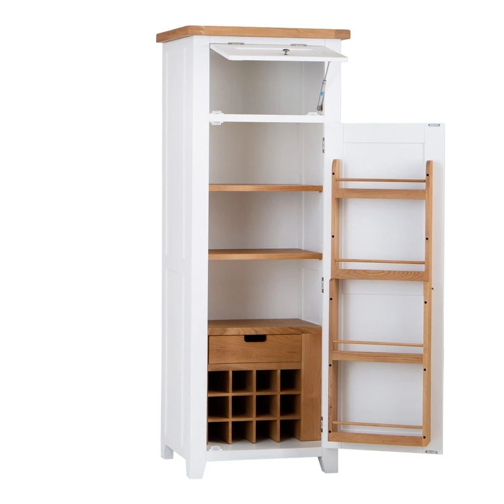 Hampshire White Painted Oak Slim Larder Cupboard 6 Hampshire White Painted Oak Slim Larder Cupboard - Image 6
