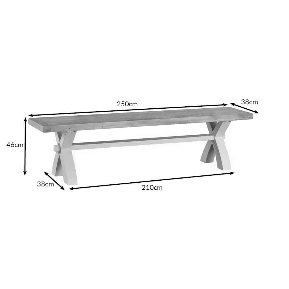 Suffolk White Painted Oak Large Cross Bench 6 Suffolk White Painted Oak Large Cross Bench - Image 6
