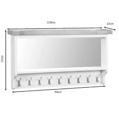 Suffolk Grey Painted Oak Large Mirrored Coat Rack -Furniture Specialty Store lhpt 1