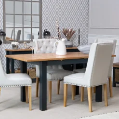 Salisbury Blue Painted Oak 1.2m Butterfly Extending Dining Table