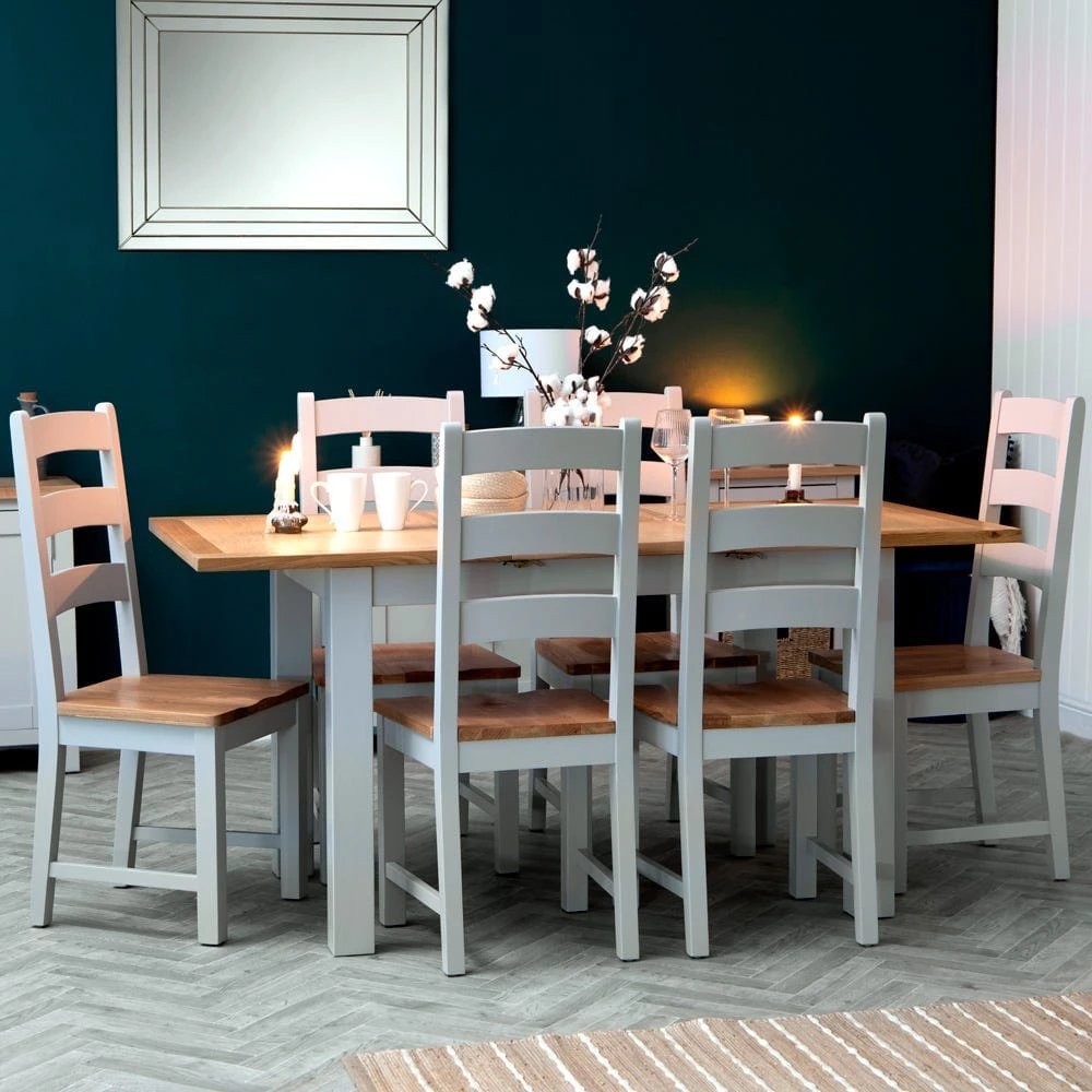 Salisbury Grey Painted Oak 1.2m Butterfly Extending Dining Table 1 Salisbury Grey Painted Oak 1.2m Butterfly Extending Dining Table