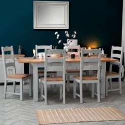 Salisbury Grey Painted Oak 1.5m Butterfly Extending Dining Table