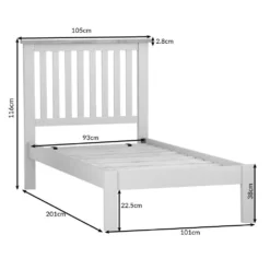Salisbury Grey Painted Oak Single Bed Frame -Furniture Specialty Store lp 30 dims 2