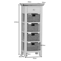 Salisbury Blue Painted Oak 5 Drawer Tallboy With Wicker Baskets -Furniture Specialty Store lp 5dnb dims