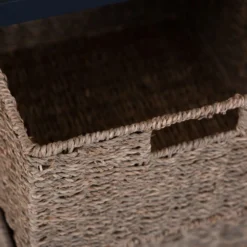 Salisbury Blue Painted Oak 5 Drawer Tallboy With Wicker Baskets -Furniture Specialty Store lp 5dnb b 5