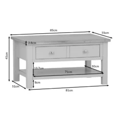 Salisbury Ivory Painted Oak Coffee Table -Furniture Specialty Store lp ct dims 1