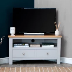 Salisbury Grey Painted Oak Corner TV Unit