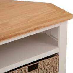 Salisbury Ivory Painted Oak Corner TV Unit With Wicker Baskets -Furniture Specialty Store lp ctvb c 6