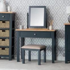 Salisbury Blue Painted Oak Dressing Table, Stool & Dressing Mirror