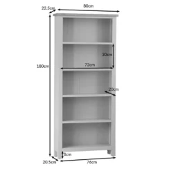 Salisbury Grey Painted Oak Large Bookcase -Furniture Specialty Store lp lbc dims 2