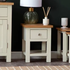 Salisbury Ivory Painted Oak Slim Lamp Table