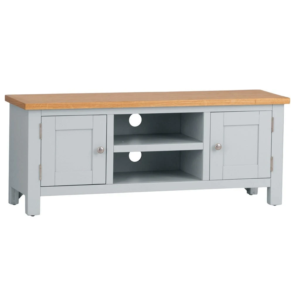 Salisbury Grey Painted Oak Large TV Unit 2 Salisbury Grey Painted Oak Large TV Unit - Image 2