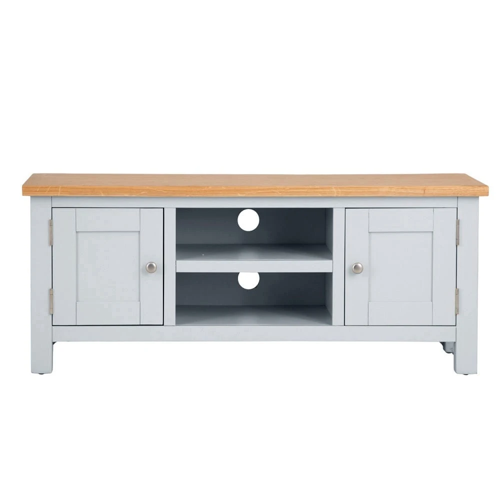 Salisbury Grey Painted Oak Large TV Unit 11 Salisbury Grey Painted Oak Large TV Unit - Image 11