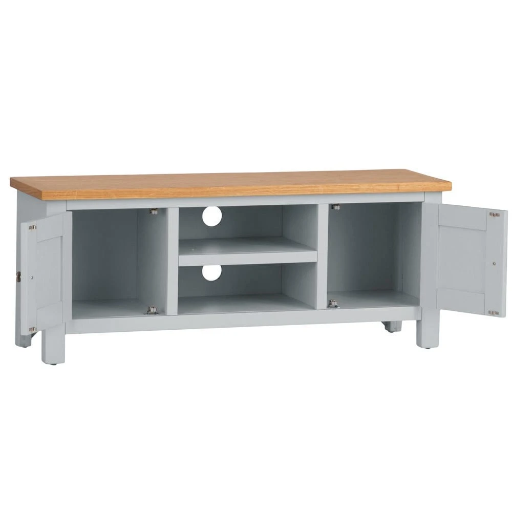 Salisbury Grey Painted Oak Large TV Unit 3 Salisbury Grey Painted Oak Large TV Unit - Image 3