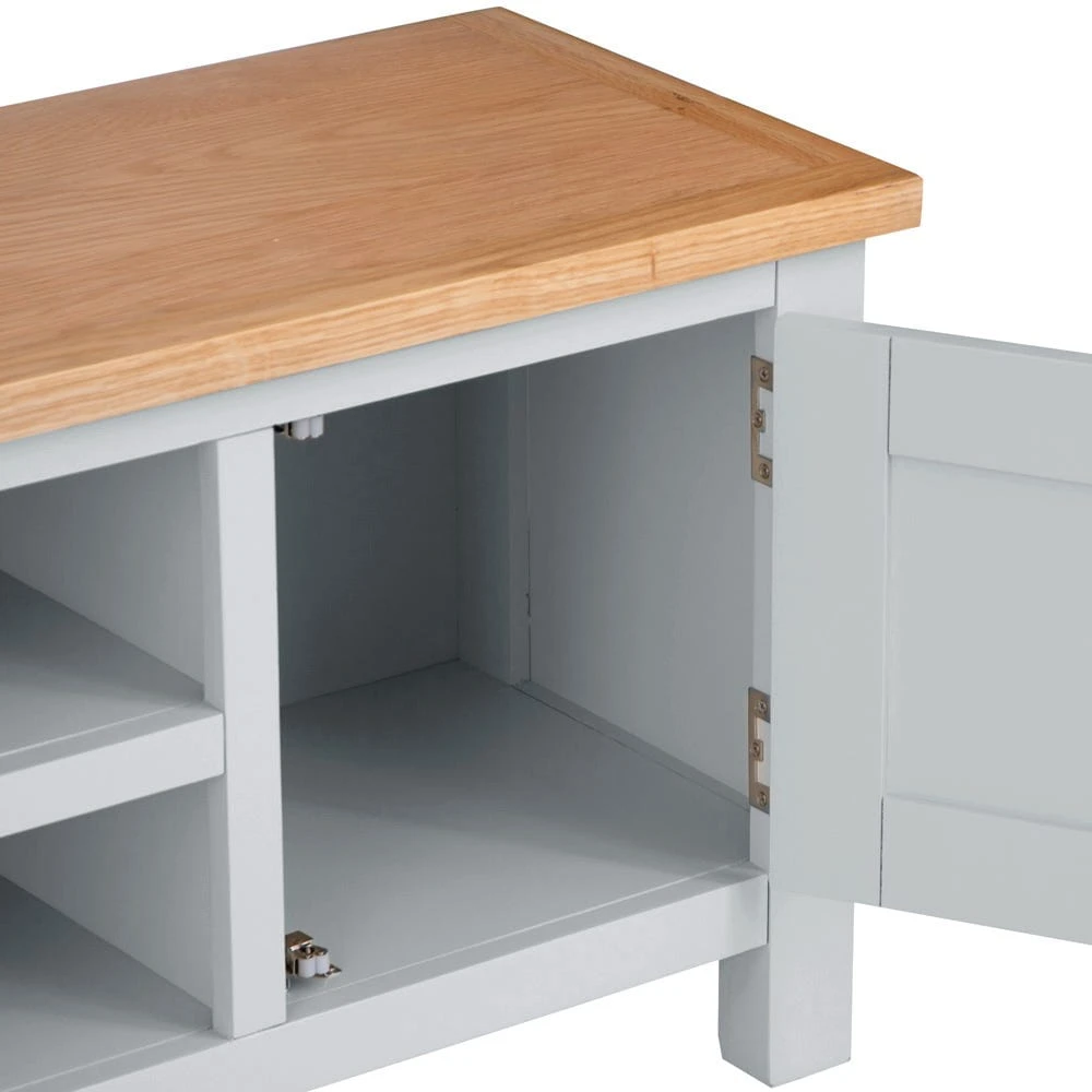 Salisbury Grey Painted Oak Large TV Unit 10 Salisbury Grey Painted Oak Large TV Unit - Image 10