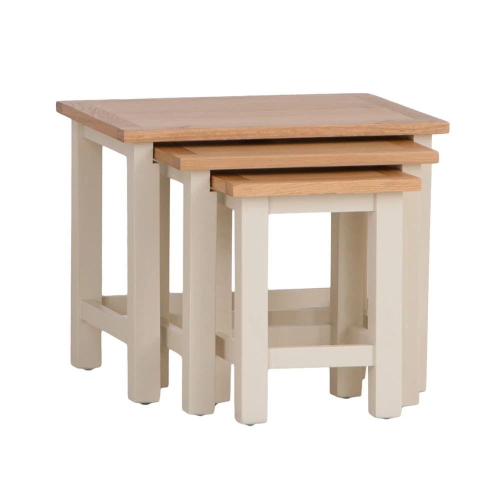 Salisbury Ivory Painted Oak Nest Of 3 Tables 2 Salisbury Ivory Painted Oak Nest Of 3 Tables - Image 2