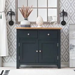 Salisbury Blue Painted Oak Small 2 Door Sideboard