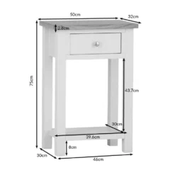 Salisbury Grey Painted Oak Telephone Table -Furniture Specialty Store lp tel dims 2