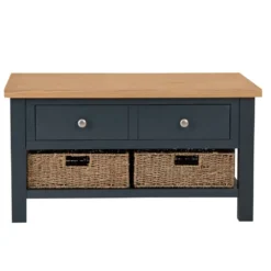 Salisbury Blue Painted Oak Coffee Table With Wicker Baskets 24 Salisbury Blue Painted Oak Coffee Table With Wicker Baskets -Furniture Specialty Store lp ctb b 11