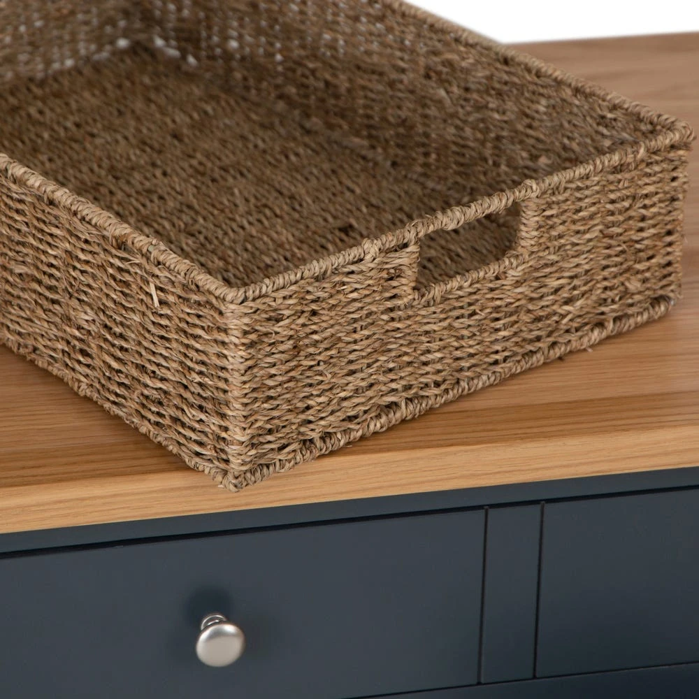 Salisbury Blue Painted Oak Coffee Table With Wicker Baskets 7 Salisbury Blue Painted Oak Coffee Table With Wicker Baskets - Image 7