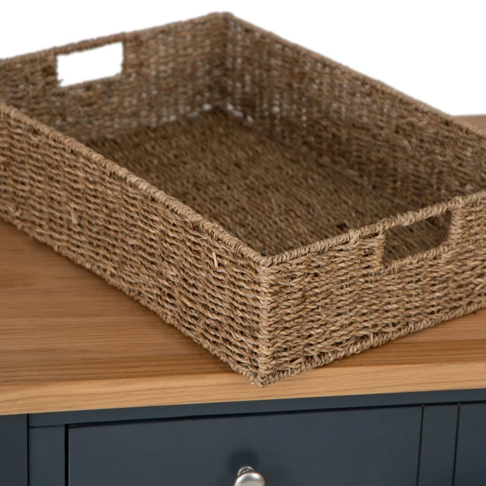 Salisbury Blue Painted Oak Coffee Table With Wicker Baskets 4 Salisbury Blue Painted Oak Coffee Table With Wicker Baskets - Image 4