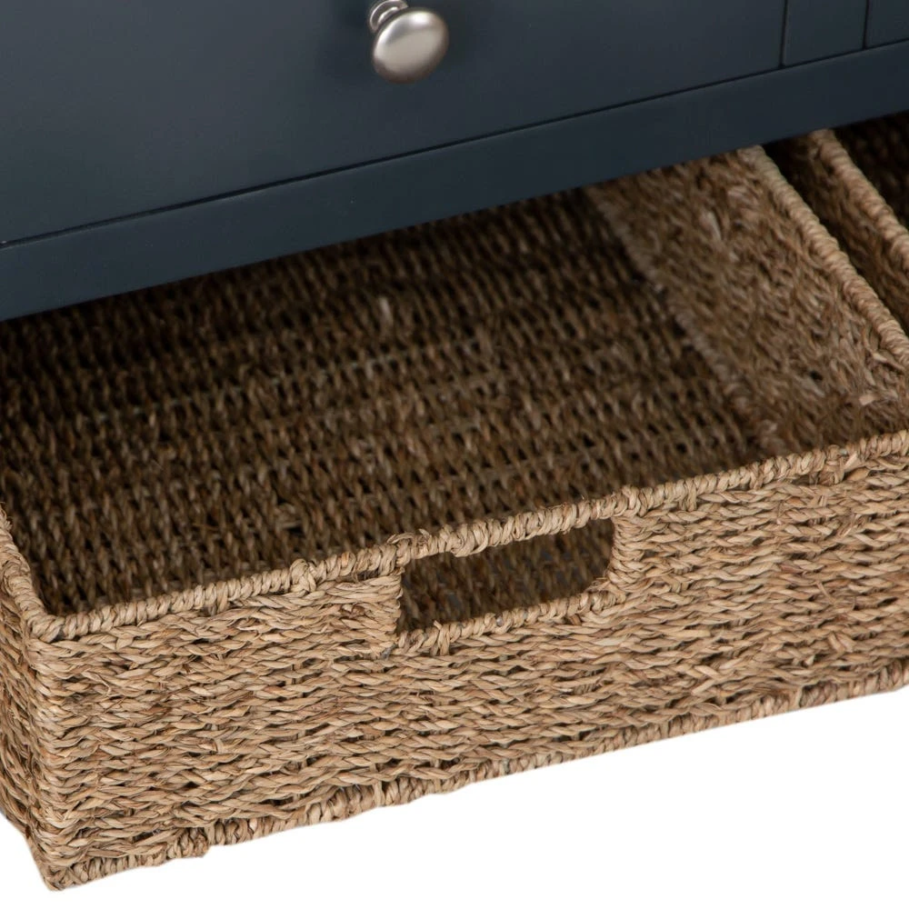 Salisbury Blue Painted Oak Coffee Table With Wicker Baskets 6 Salisbury Blue Painted Oak Coffee Table With Wicker Baskets - Image 6