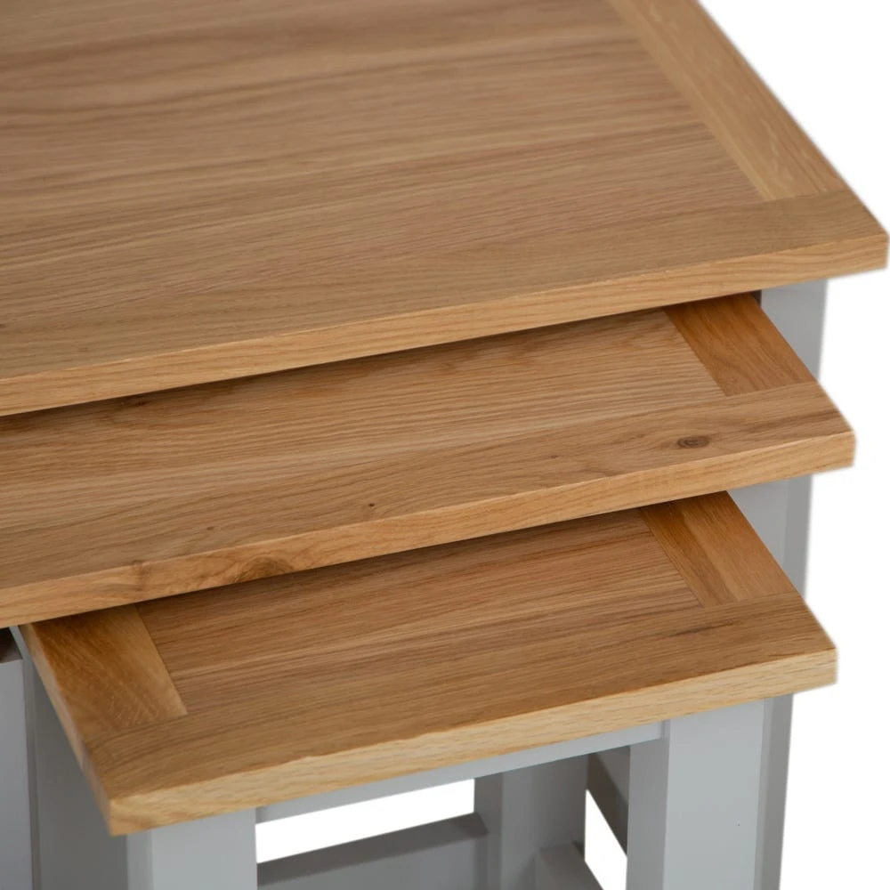 Salisbury Grey Painted Oak Nest Of 3 Tables 3 Salisbury Grey Painted Oak Nest Of 3 Tables - Image 3