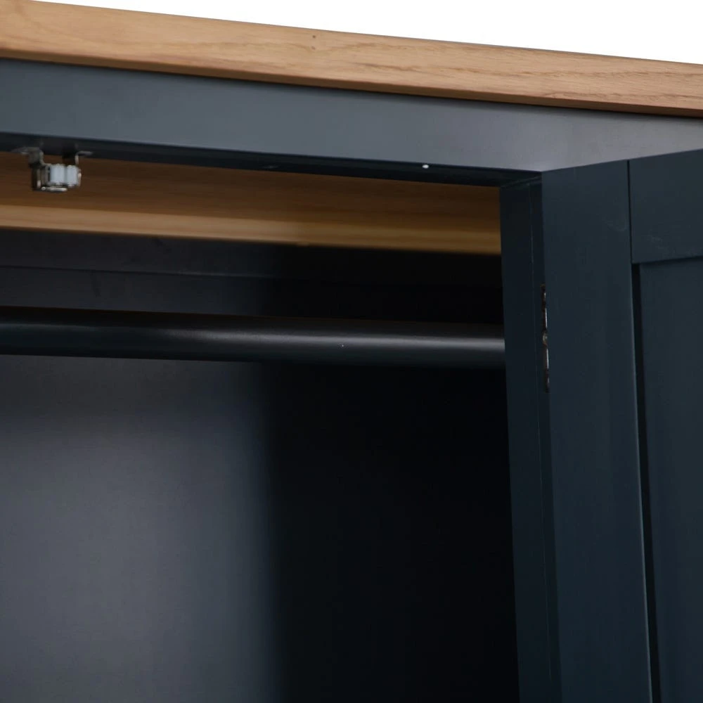 Salisbury Blue Painted Oak 3 Door Wardrobe 12 Salisbury Blue Painted Oak 3 Door Wardrobe - Image 12