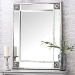 Sienna Silver Frame Rectangular Wall Mirror 80 X 105cm